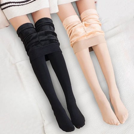 1/2 stk Vinter Varm Tykk Fleece Tights Dame Termiske Elastiske Fløyelstights Stretch Høyt Liv Leggings Strømpebukser Hud Svart(2 par)