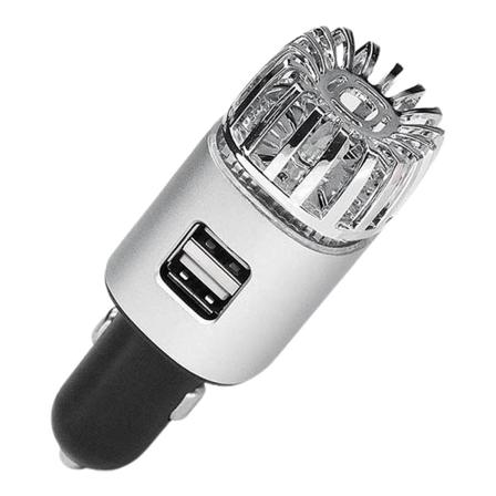 Biljonisator - 12V Plug-in Jonisk Anti-Mikrobiell Bil Deodorizer med Dubbel USB-laddare - Röklukt, Husdjurs- och Matlukt, Allergener,
