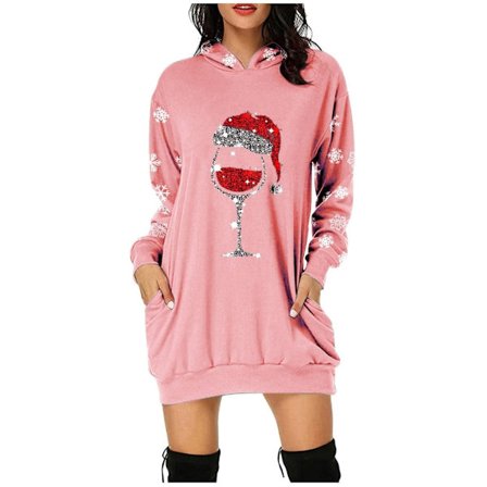 Julekjoler for kvinner Sweatshirt Kjole Santa Antrekk Vestidos Para Navidad De Mujer Festlig Genser