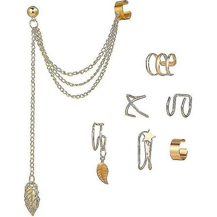 7 Par Ikke-Piercede Øre Fake Brusk Cuff Øreringe Sæt Fint Helix Øreringe Stud Til Kvinder