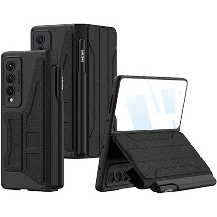 DOOTOO för Samsung Galaxy Z Fold 4 telefonskal gångjärnsskydd, Z Fold 4 telefonskal med S-pen hållare (Svart)