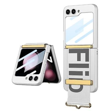 Z Flip 5 Case, Smal Hård Pc Stötsäker Halkfri Case För Samsung Galaxy Z Flip 5 Med Handrem Ställ