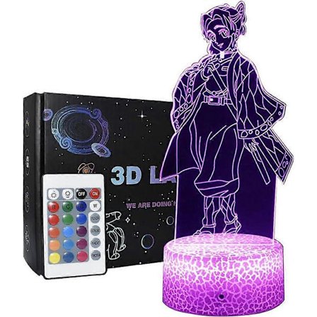 SBSG Kochou Shinobu 3D LED-valo Anime Yövalo Kosketussäätö Kaukosäätimellä, 16-Värimuunnos (Kochou Shinobu)