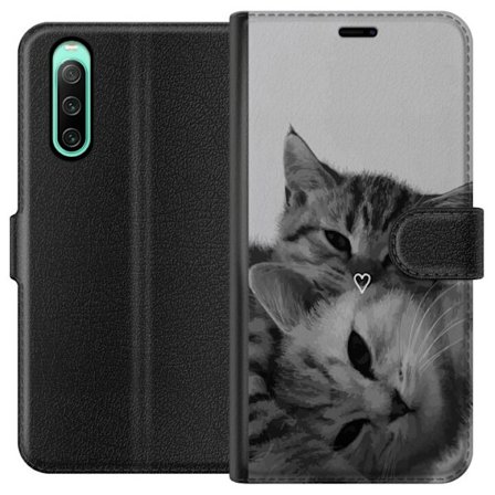 Kompatibelt Plånboksfodral till Sony Sony Xperia 10 IV Katt Hjärta