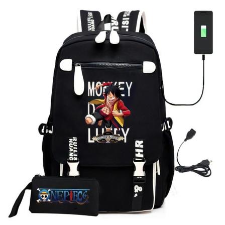 One Piece -reppu lapsille - reppuja - reppu USB-liitännällä - 1 kpl musta
