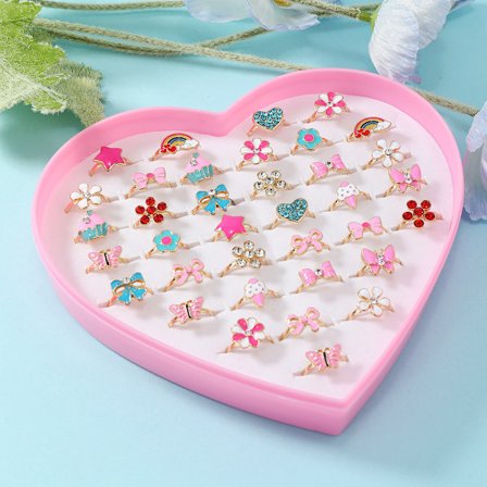 Barnering Mote Tegneserie Jenter Smykker Krystall Edelsten Prinsesse Smykker Justerbar Ring C