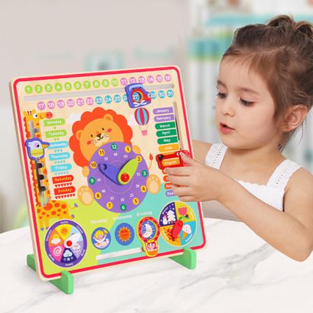 Baby Wood Game Montessori Väder Säsong Tid Kognitiva Pussel