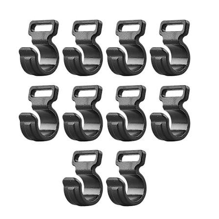 10 stk. teltstangclips til fastgørelse af teltdug, plastik C-klemme til udendørs campingteltdug, markiseteltstangfastgørelser, sort