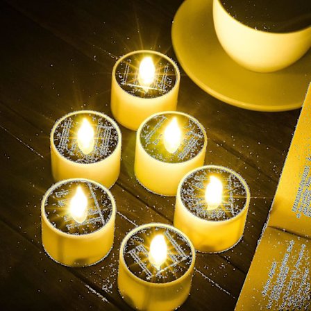 6 stk. Solcelled Teelys Udendørs Lys Flammeløse Flimrende IP65 Vandafvisende Genopladelige LED Lys Med Skumring Til Daggry Sensor Til Lanterne Have 