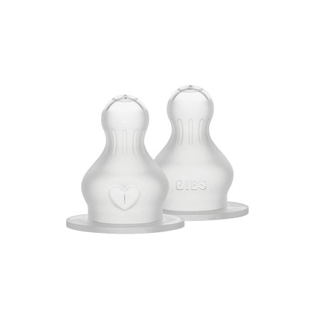 BIBS Baby Bottle Nipple Round Silicone 2-Pak Thick Flow, Børn & Forældre, Sutteflasker & Tilbehør, Sutteflasker