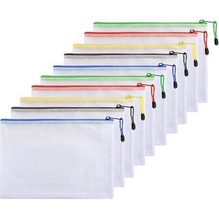 Farge Tilfeldig A5 Plast Glidelås Lommebok Mappe, Iave 10 Stykker Mesh Glidelås Bag