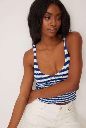 Susanna Wurz x NA-KD Haut tricoté - Hauts en maille - Bleu,Stripe - XX-Large