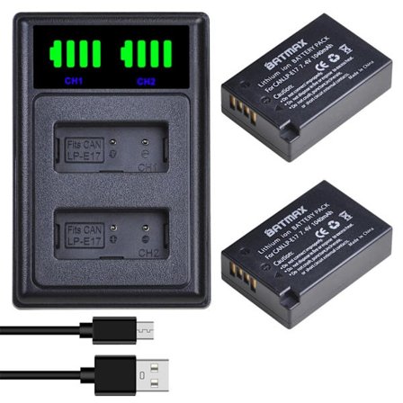 Batmax LP-E17 LPE17 LP E17 kameran akku + LED-kaksois-USB-laturi Canon EOS R8 RP R50 200D 250D M3 M5 M6 750D 760D T6s 800D T8i