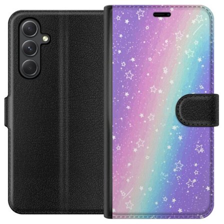 Kompatibelt Lommeboketui til Samsung Galaxy A05s Rainbow-farget pastellbakgrunn med hvite stjerner og gnistrende prikker i myk overgang