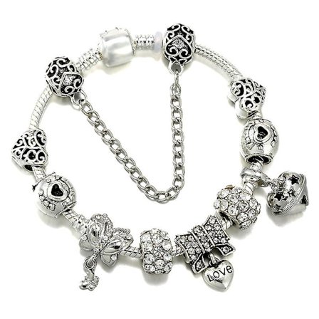 Pandora Plata Style Charm Armbånd Kvinners DIY Henger Armbånd 8