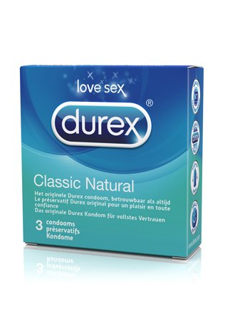 DUREX CLASSIC NATUREL 3 PCS - Kondomer för Normalstor penis