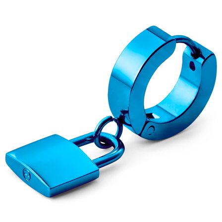 Floyd Blått Hengelåsanheng med Bøyleøredobb for menn - Øreringer med Anheng