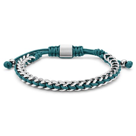 Stainless Steel & Turquoise Nylon Bracelet for Men - Steel bracelets