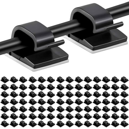 100 stk. selvklæbende kabelklemmer til kabelstyring, plastik elektrisk ledningsorganisator, holder til kabelsnore, klemmer til fastgørelse af kabler, 
