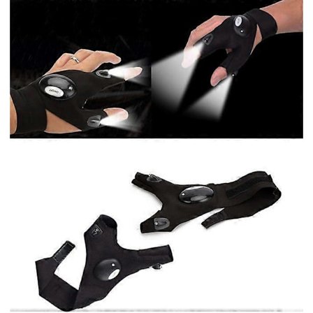 1 par hansker med LED-lommelykt og 2 batteridrevne LED-fingerløse lommelykter for utendørsaktiviteter[D]