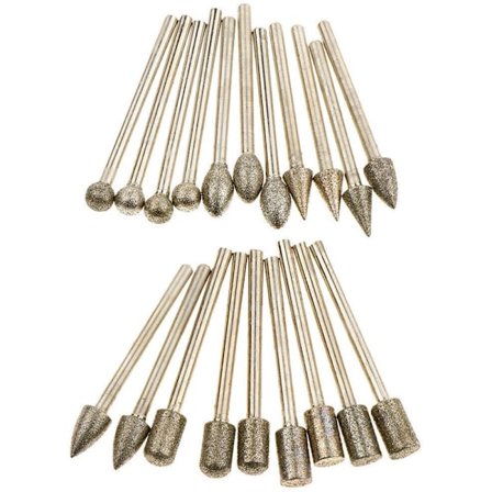 20 st Diamant Elektropläterings Slipset, Gravyr Slipnålar, Jade (SKU01111 20 st Diamant Slipnålar (Plastlåda))