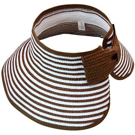 Solskærm stråhat (en størrelse) Brun / hvid stribet