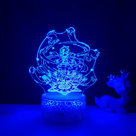 3D LED Natlampe Genshin Impact Ønske Akryl LED Lampe Spil