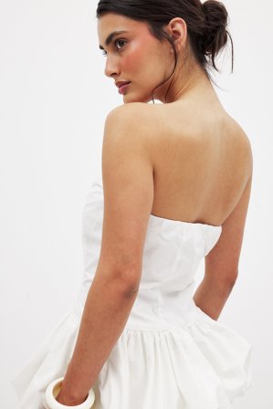 NA-KD Haut bandeau en coton à ourlet boule - - Blanc - EU 40