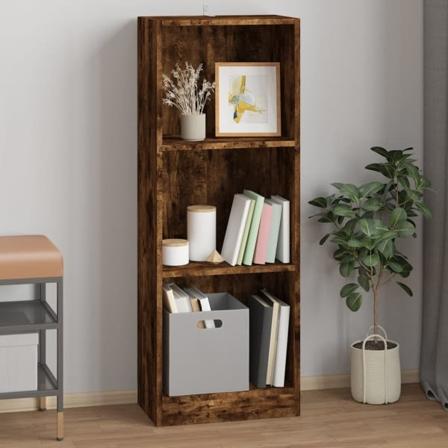 vidaXL Bokhylla 3 hyllor rökfärgad ek 40x24x109 cm konstruerat trä Brun