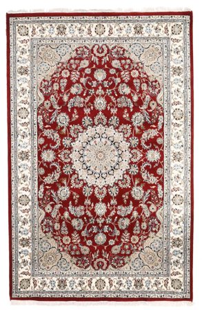 Orientalischer Nain Indisch Teppich 180X280 Beige/Dunkelrot Wolle, Indien