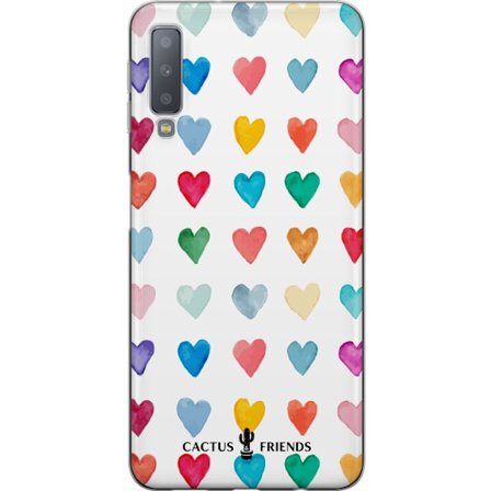 Yhteensopiva Puhelinkuori Samsung Samsung Galaxy A7 (2018) Cactus and Friends - Watercolor Love Grid