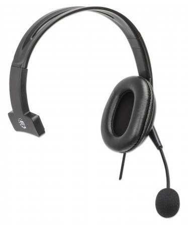 Manhattan MH Over-Ear Mono USB Headset, with Reversible Mic, Box