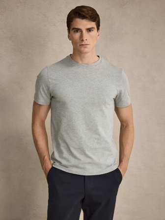 Graues Slim Fit Stretch T-Shirt Baumwolle