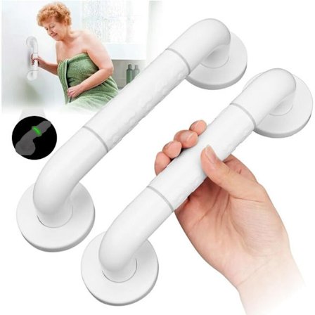 2 stk. Skridsikre Grebsstænger Balancestangshåndtag 30 cm Sikkerheds Badeværelse Grebsstang med Cirkler Lys Badekar Grebsstang Brusehåndtag til Ældre