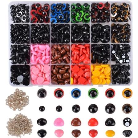 Säkerhetsögonkit, 1040 plastögon för ögonhantverk och säkerhetsnos, DIY-hantverksleksakstillbehör för dockor, plyschleksaker och dockhantverk