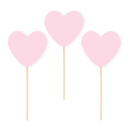 Tårtdekoration Hjärtan Rosa 6-pack - Baby Shower Dekoration - Kalaslagret.se