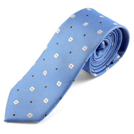 Blue Daisy Tie for Men - Skinny ties