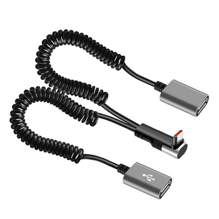 2 i 1 90 Graders Vinkel USB Typ C Fjäderdatakabel 90 Graders Vinkel 66W