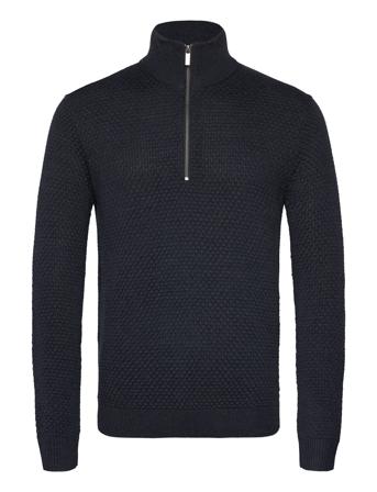 Bs Innes Regular Fit Knitwear Tops Knitwear Half Zip Jumpers Navy Bruun & Stengade