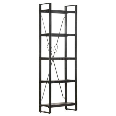 Bokhylla Med 5 Hyllor Svart 60x30x180 Cm Massivt Mangoträ Svart