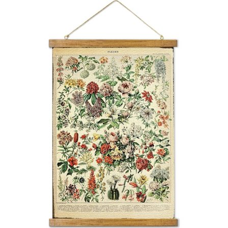 Vintage Wildflower Hanging Poster, Retro Botanical Wall Art Print, Printed on Linen with Wooden Frames - Small B
