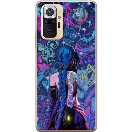 Kompatibel Mobilcover til Xiaomi Xiaomi Redmi Note 10 Pro Farverig graffitiillustration med en blåhåret karakter i urbant neonstil og kreativt kaos