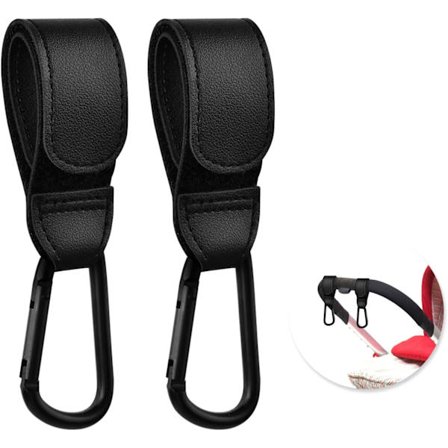 2 st Barnvagnskrokar, Väskklämmor för Barnvagn, Krokar för Barnvagn, Veganskt Läder Barnvagnskrokar för Shopping Blöj- och Skötväskor