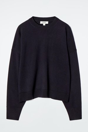 COS Femme Pull À Col Rond En Laine Mérinos Jumper in Bleu