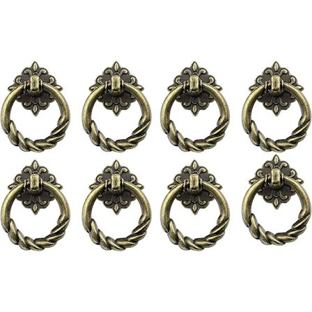 8 stk håndtak for trekk vintage knotter, bronse antikke møbelknotter, egnet for skap, sminkebord, møbler etc. (Bronse)