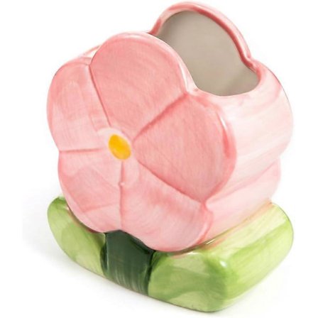 Kukallinen kynäteline keraaminen työpöydän koriste työpöydän järjestäjä toimistotarvikkeet hylly säilytyspurkki (vaaleanpunainen-B)