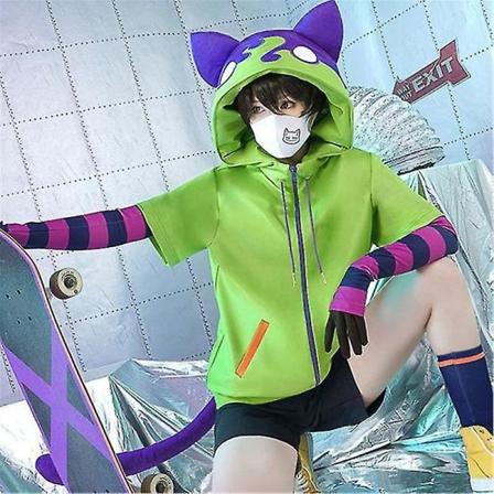 Anime Sk8 The Infinity Cosplay Kostym Chinen Miya Sk Eight Cosplay Halloween Fest Cos Outfits Jacka Svans Handskar 6st/set M