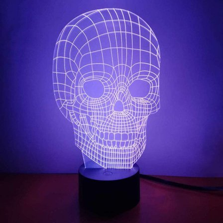 Skalle 3D nattlampa LED-illusion lampa sängbord bordslampa