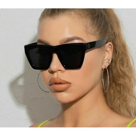 Retro Women Oversized Cat Eye Sunglasses Square Vintage UV400 Summer Sun Glasses