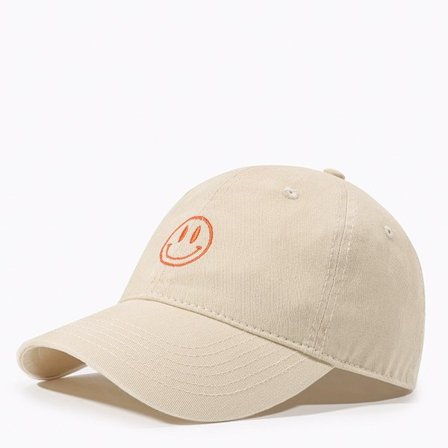 Unisex Smiley Face Grafisk Baseball Cap Vintage Distress Bomull Män Kvinnor Låg profil pappa Hatt Justerbar